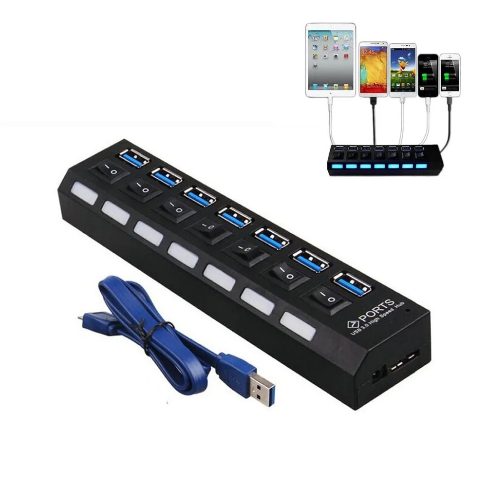 7-Port 5Gbps SuperSpeed Usb 3.0 Hub with Power Switch and LED Indicators for mobile devices Mac desktop PC without power adapter
7-Port 5Gbps SuperSpeed Usb 3.0 Hub with Power Switch and LED Indicators for mobile devices Mac desktop PC without power adapter