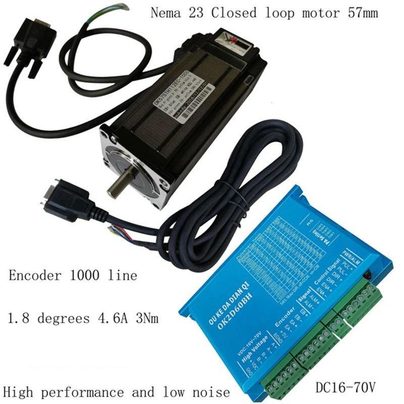 DC 36 V Nema23 Closed loop stepper motor driver kit with driver 2 phase 3Nm / 428oz-in servo stepper motor for laser machine
DC 36 V Nema23 Closed loop stepper motor driver kit with driver 2 phase 3Nm / 428oz-in servo stepper motor for laser machine
