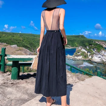 2018 Summer Sleeveless V-neck Black Long Women Dress Sexy Backless Strapless Dresses Woman Beach Patchwork Women's Clothing 
2018 Summer Sleeveless V-neck Black Long Women Dress Sexy Backless Strapless Dresses Woman Beach Patchwork Women's Clothing
