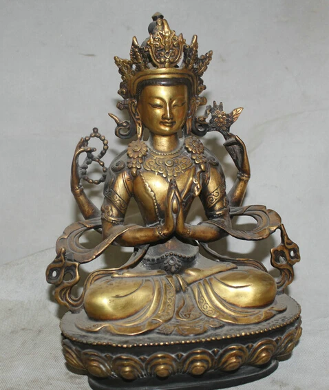 xiuli 004284 12' Old Tibet Bronze 24K Gold 4 arms Chenrezig Buddha Avalokiteshvara Statue
xiuli 004284 12' Old Tibet Bronze 24K Gold 4 arms Chenrezig Buddha Avalokiteshvara Statue
