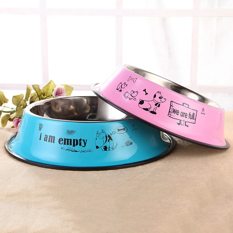 Pet stainless steel dog bowl color printed cartoon bowl size cat pet single bowl 
Pet stainless steel dog bowl color printed cartoon bowl size cat pet single bowl