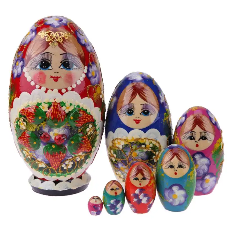 7Pcs/Set Colorful Russian Matryoshka Dolls Strawberry Girls Pattern Wooden Fun Stacking Russina Nesting Doll Handmade Crafts
7Pcs/Set Colorful Russian Matryoshka Dolls Strawberry Girls Pattern Wooden Fun Stacking Russina Nesting Doll Handmade Crafts