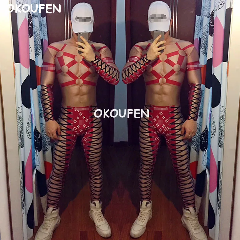 Red Sexy theme party bandage ds costumes Bar Nightclub Male Singer DS Tide suit 3D fake abdominal muscles hollow bodysuit
Red Sexy theme party bandage ds costumes Bar Nightclub Male Singer DS Tide suit 3D fake abdominal muscles hollow bodysuit