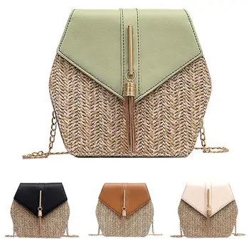 Fashion Women Retro Weave Leather Tassel Chain Crossbody Shoulder Bag Hasp Patchwork Straw Bucket bag for travel
Fashion Women Retro Weave Leather Tassel Chain Crossbody Shoulder Bag Hasp Patchwork Straw Bucket bag for travel