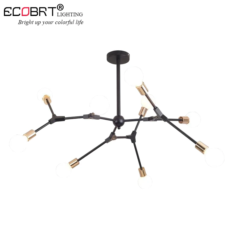 ECOBRT Black Modern Art Pendant Light with Iron 6 8 9 heads for Dinning Room Living Room bedroom