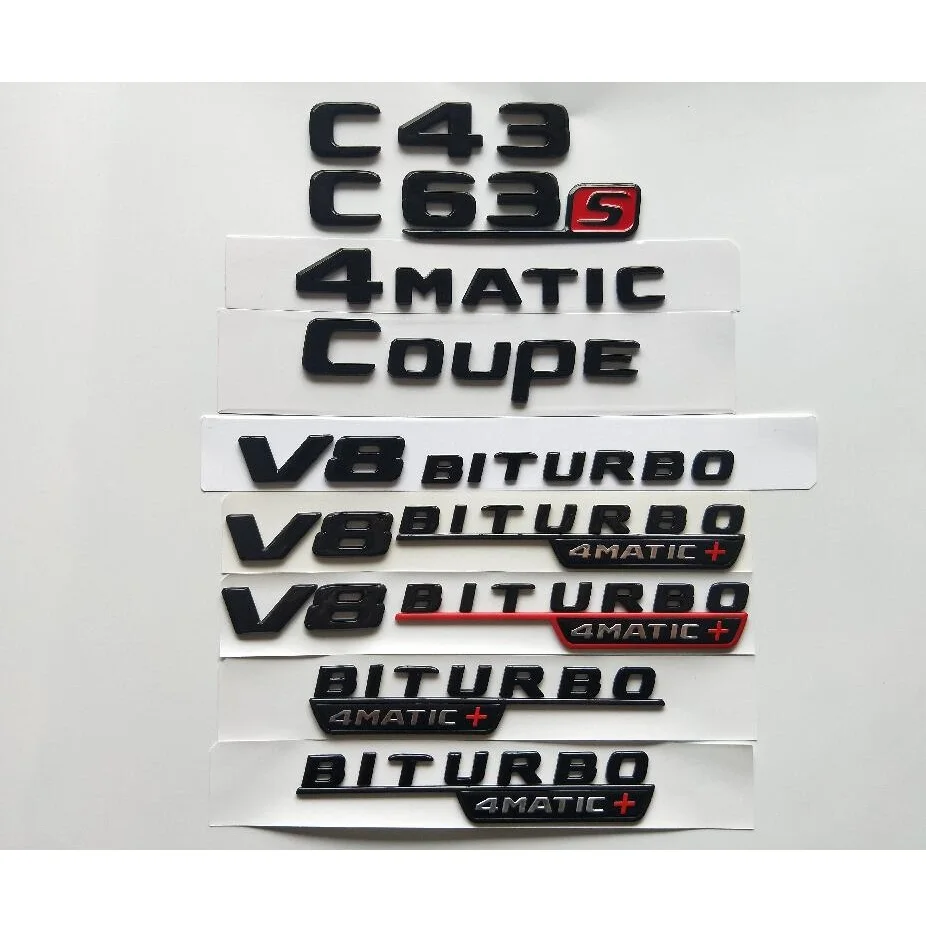 Gloss Black C43 C63 C63s V8 BITURBO 4MATIC+ Fender Trunk Lid Emblem Emblems Badges Badge for Mercedes Benz AMG W204 W205 Coupe
Gloss Black C43 C63 C63s V8 BITURBO 4MATIC+ Fender Trunk Lid Emblem Emblems Badges Badge for Mercedes Benz AMG W204 W205 Coupe
