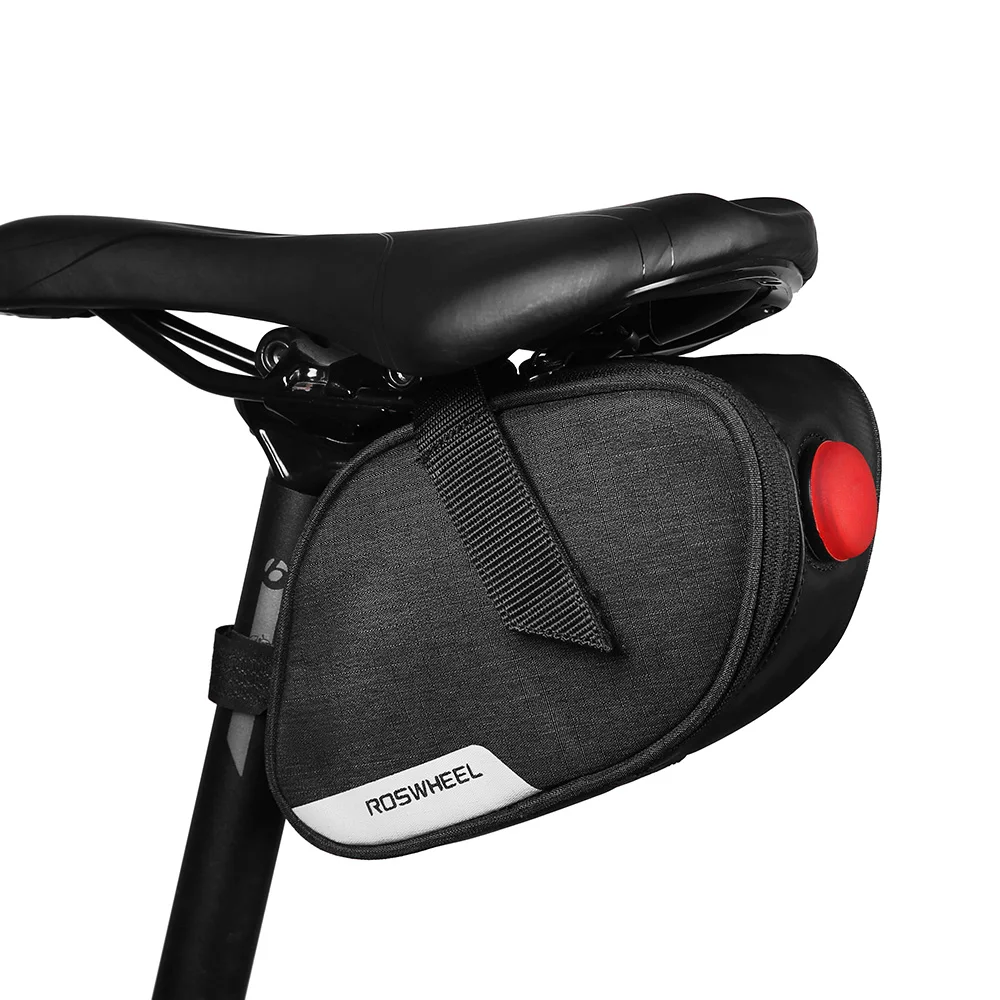 

Roswheel Essentials Series 131463 0.8L Water Resistant Cycling Bicycle Tail Bags Bike Saddle Bags Seat Pouch with Tail Light