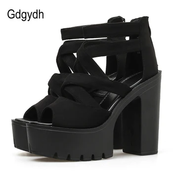 Gdgydh Rome Style Block Heels For Women Spring Summer Flock Ladies Sandals Platform Black Female Footwear Summer Free Shipping
Gdgydh Rome Style Block Heels For Women Spring Summer Flock Ladies Sandals Platform Black Female Footwear Summer Free Shipping