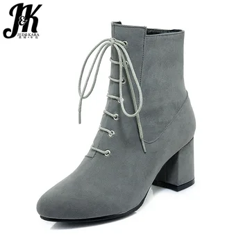 JK 2018 Ankle Women Boots Autumn High Heels Boot Round Toe Warm Footwear Lace Up Fashion Party Female Shoes Flock Women Shoes
JK 2018 Ankle Women Boots Autumn High Heels Boot Round Toe Warm Footwear Lace Up Fashion Party Female Shoes Flock Women Shoes