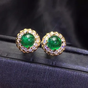 Fine Jewelry Real Pure 18 K Yellow Gold Jewelry AU750 100% Natural Emerald Gemstones 1.2ct Female's Stud Earrings for Women
Fine Jewelry Real Pure 18 K Yellow Gold Jewelry AU750 100% Natural Emerald Gemstones 1.2ct Female's Stud Earrings for Women