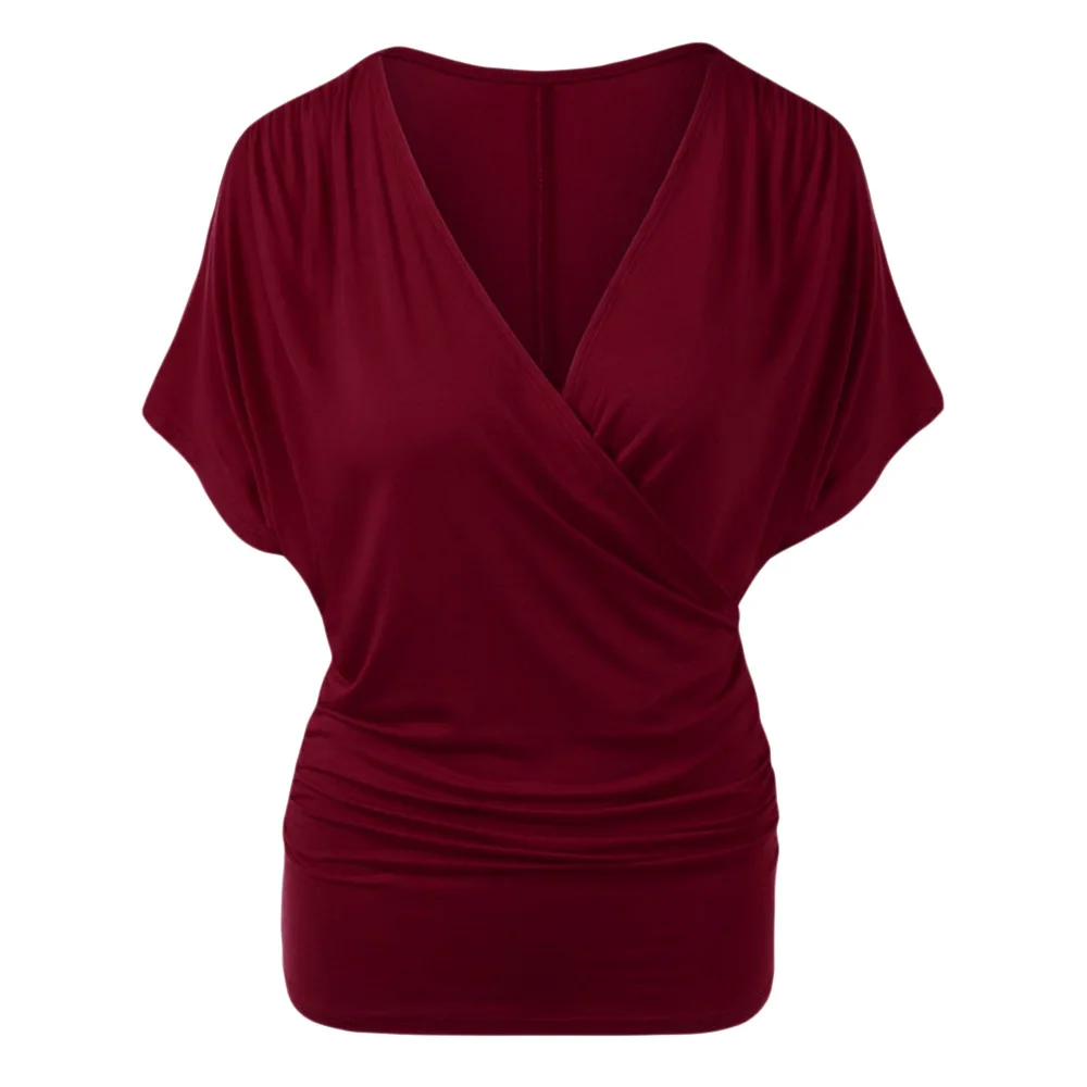 Rosegal Plus Size V Neck Ruched Draped Wrap T-Shirt Women Tops Summer 5 Colors Short Batwing Sleeves T Shirt Casual Lady Clothes
Rosegal Plus Size V Neck Ruched Draped Wrap T-Shirt Women Tops Summer 5 Colors Short Batwing Sleeves T Shirt Casual Lady Clothes