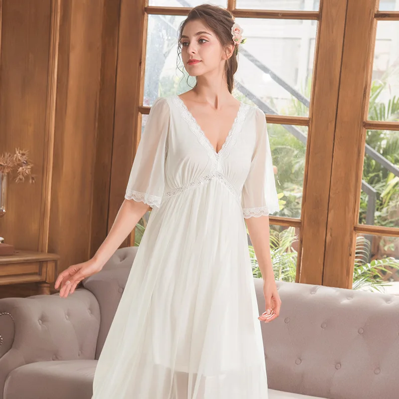 Women Sweet Princess Nightgowns Lace Elegant Home Wear Dress Long Sleepshirts Modal Cotton Sleepwear Loose Negligee Nightdress
Women Sweet Princess Nightgowns Lace Elegant Home Wear Dress Long Sleepshirts Modal Cotton Sleepwear Loose Negligee Nightdress