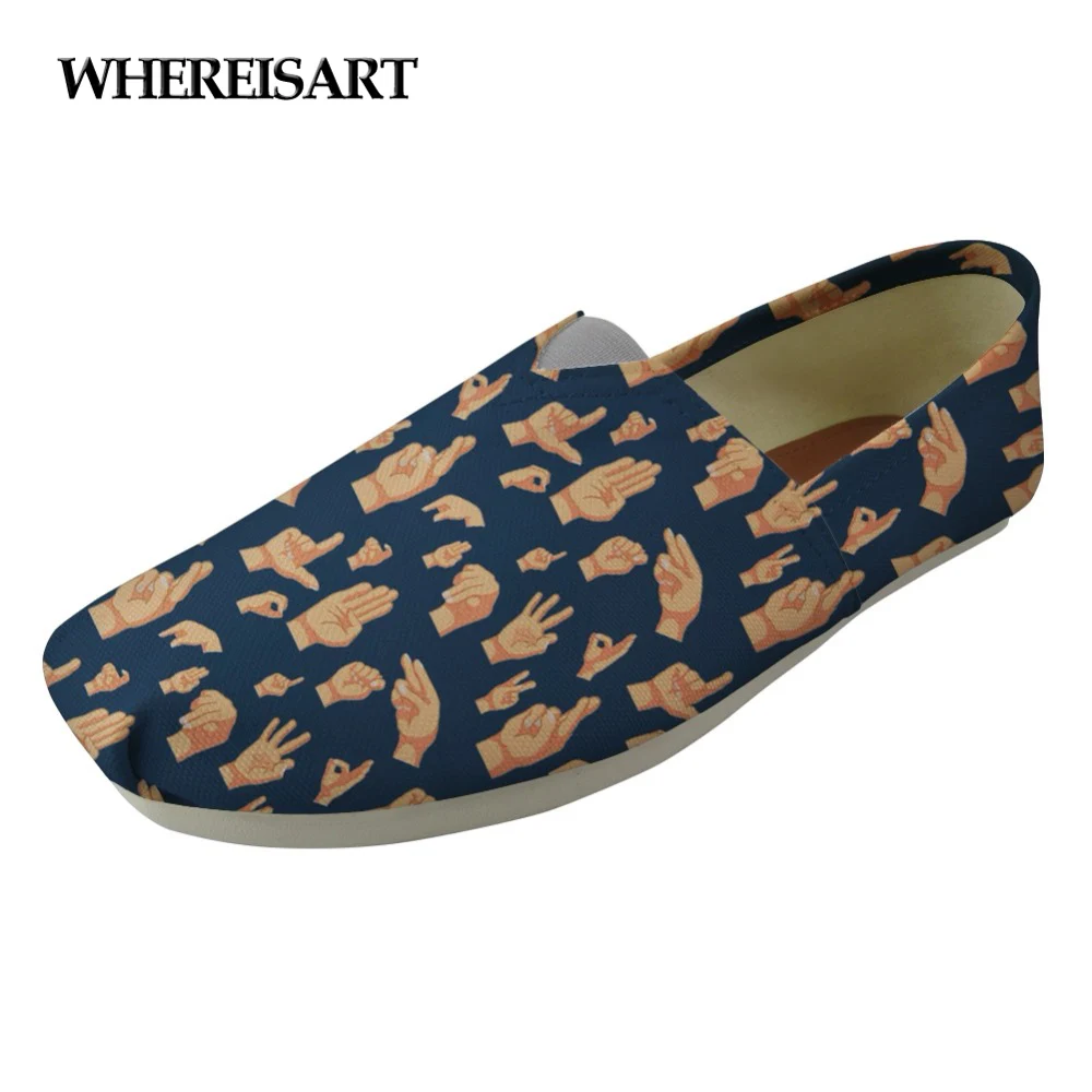 WHEREISART Fashion Girls Flats Canvas Shoes Casual Shoes for Teenage Girls ASL Hand Sign Prints Female Comfortable Loafer Women
WHEREISART Fashion Girls Flats Canvas Shoes Casual Shoes for Teenage Girls ASL Hand Sign Prints Female Comfortable Loafer Women