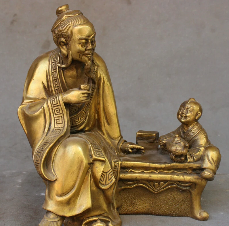 S4312 10" Chinese Old Cultur Education Brass Boy Apprentice Tea Old Man Teacher Statue D0317
S4312 10" Chinese Old Cultur Education Brass Boy Apprentice Tea Old Man Teacher Statue D0317