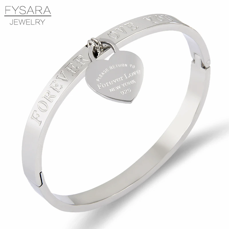 FYSARA Luxury Brand Pulseira Stainless Steel Bracelet & Bangle Rose Gold Color Heart Forever Lover Tag Bangle Jewelry For Women
FYSARA Luxury Brand Pulseira Stainless Steel Bracelet & Bangle Rose Gold Color Heart Forever Lover Tag Bangle Jewelry For Women