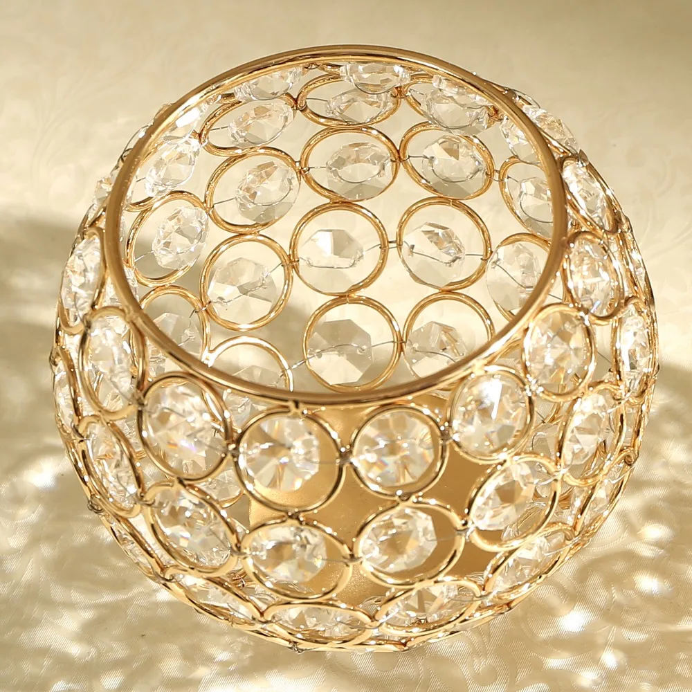 Metal Crystal Bowl Candle Lanterns Holders Moroccan Candlesticks For