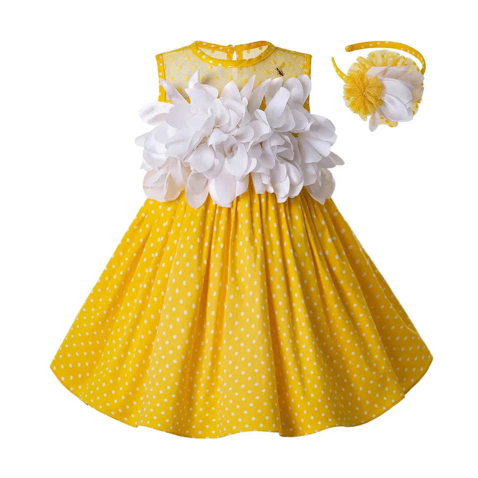 Pettigirl Newest Girls Easter Dress Summer White Flower Dot Sleeveless Yellow Cotton Kids Dress With Headwear G-DMGD201-C137
Pettigirl Newest Girls Easter Dress Summer White Flower Dot Sleeveless Yellow Cotton Kids Dress With Headwear G-DMGD201-C137