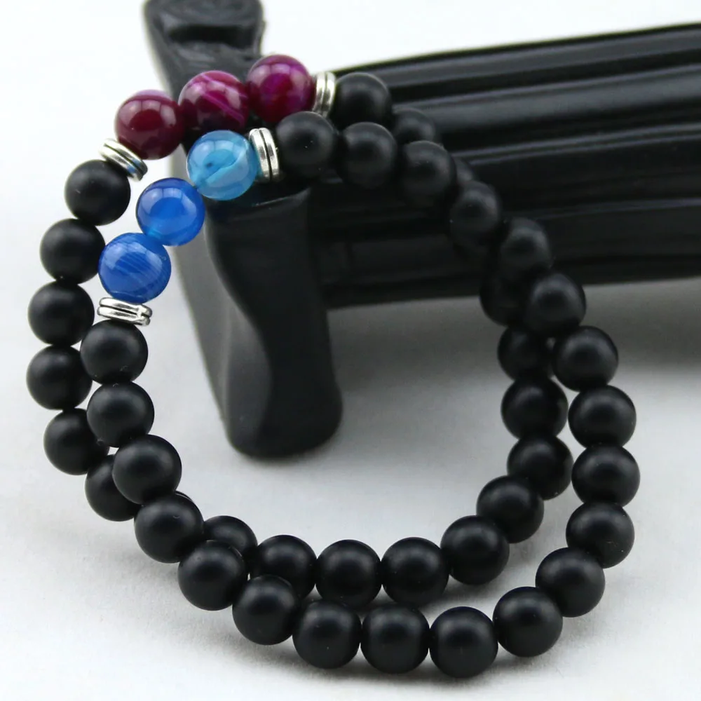 Natural Stone Bracelet 8MM Round Stripe Onyx Gem Stone Bracelet Bangles Elastic Matte Beads Bracelet Stone for Women and Men 
Natural Stone Bracelet 8MM Round Stripe Onyx Gem Stone Bracelet Bangles Elastic Matte Beads Bracelet Stone for Women and Men