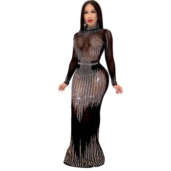 Newest Luxury Sexy Long Sleeve Black Diamonds Black Women Long Dress 2019 Bodycon Party Dress
Newest Luxury Sexy Long Sleeve Black Diamonds Black Women Long Dress 2019 Bodycon Party Dress