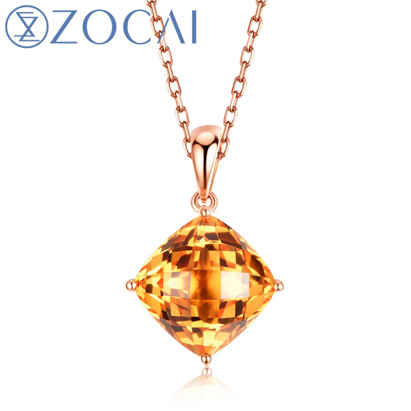 ZOCAI 4.0 Ct Citrine Pendant 18K Rose Gold with 925 Sterling Silver Chain Necklace D03439
ZOCAI 4.0 Ct Citrine Pendant 18K Rose Gold with 925 Sterling Silver Chain Necklace D03439