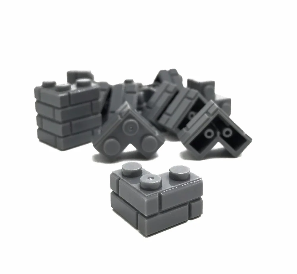 Lego Lot 1x2 Bricks Modified w// Masonry Profile Wall 100pc Decor
