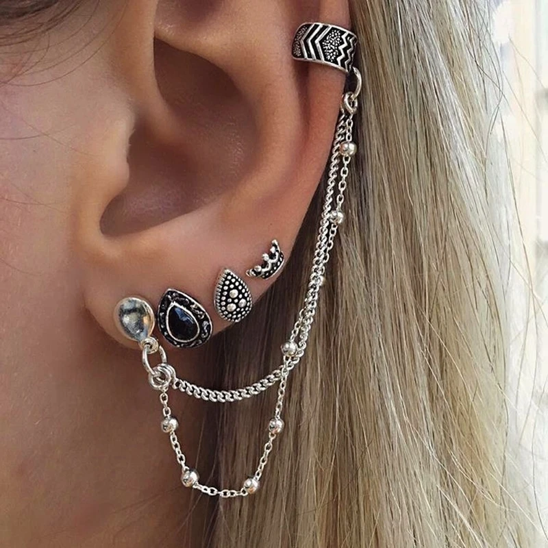 Vintage Set Earrings For WomenBohemian Retro Style Crown Water Droplets Chain Boho Earrings Fashion Jewelry Oorbellen
Vintage Set Earrings For WomenBohemian Retro Style Crown Water Droplets Chain Boho Earrings Fashion Jewelry Oorbellen