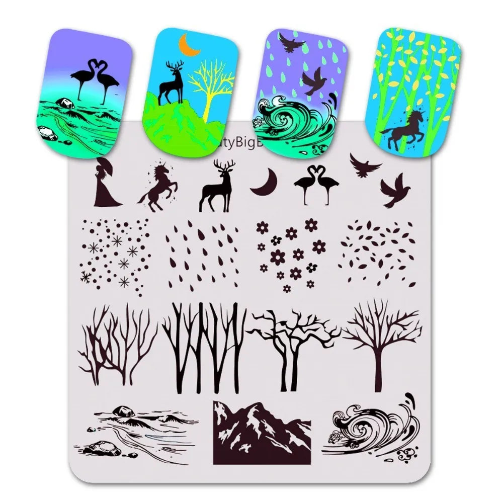 Beautybigbang Stamping Plates Deer Rain Tree River Unicorn Wave Image Template 6CM Square Nail Art Stamping Plates Stencil 031
Beautybigbang Stamping Plates Deer Rain Tree River Unicorn Wave Image Template 6CM Square Nail Art Stamping Plates Stencil 031