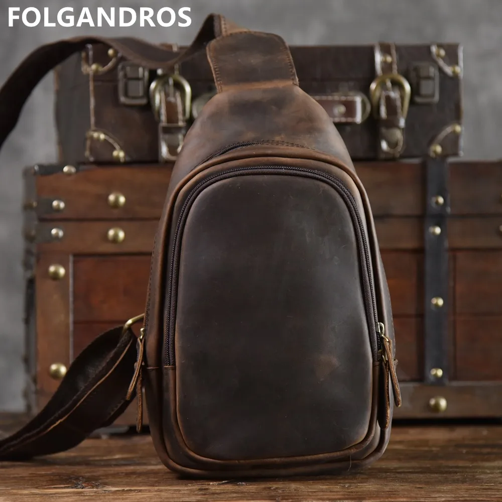 2019 Men's Crazy Horse Leather Chest Bag High Quality Soft Cowhide Handmade Vintage Shoulder Bag Male Brand Designer Chest Bag
2019 Men's Crazy Horse Leather Chest Bag High Quality Soft Cowhide Handmade Vintage Shoulder Bag Male Brand Designer Chest Bag