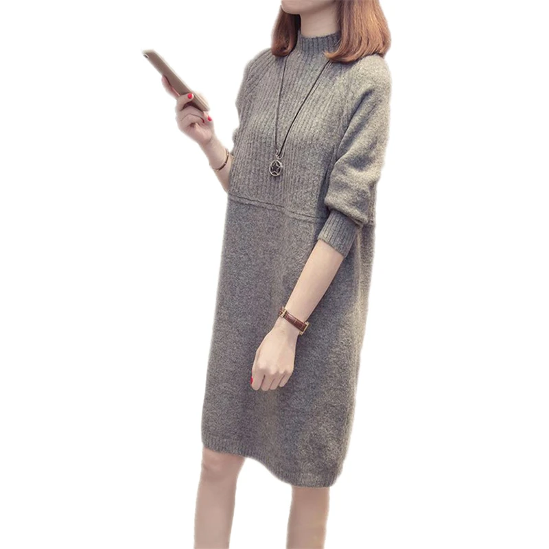 2018 Women Casual Autumn Winter Sweater Dress Lady Loose Knitted Sweater Female Half Turtleneck Warm Thick Pullover Knitwear E75
2018 Women Casual Autumn Winter Sweater Dress Lady Loose Knitted Sweater Female Half Turtleneck Warm Thick Pullover Knitwear E75