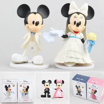 

2pcs/set Disney Minnie Mickey Mouse Marry Action China Red Dolls Kids Toy Figures Wedding Present Kids Gift 12.5cm