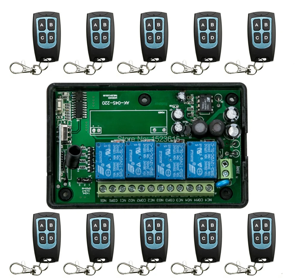 AC 85V 110V 220V 250V 4CH RF Wireless Remote Control System Radio Wireless Lighting Switch 315Mhz/433Mhz Receiver Transmitter
AC 85V 110V 220V 250V 4CH RF Wireless Remote Control System Radio Wireless Lighting Switch 315Mhz/433Mhz Receiver Transmitter