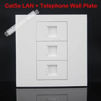 Wall Socket Plate 3 Ports Dual RJ45 Port CAT5 LAN Network + One RJ11 Telephone Phone Outlet Panel Faceplate Wholesale Lots
Wall Socket Plate 3 Ports Dual RJ45 Port CAT5 LAN Network + One RJ11 Telephone Phone Outlet Panel Faceplate Wholesale Lots