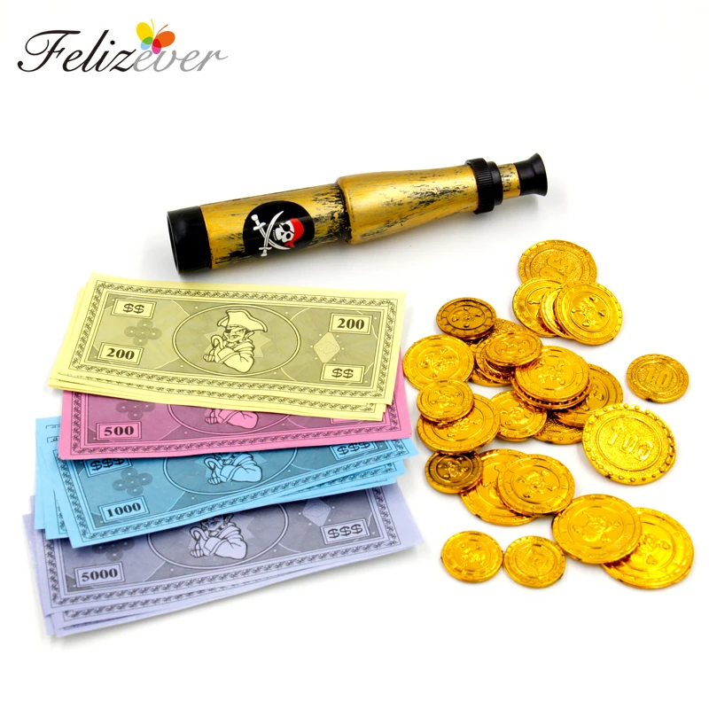 47PCS Pirate Theme Party Favors Pack Play Money Theme Party Prop Plastic Gold Coins Game paper Costume Money Telescope
47PCS Pirate Theme Party Favors Pack Play Money Theme Party Prop Plastic Gold Coins Game paper Costume Money Telescope