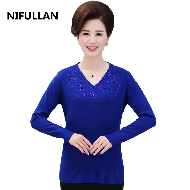 NIFULLAN New 2019 Women Cashmere Sweaters And Pullovers Fashion V-Neck Solid Long Sleeve Mother Knitwear Knitting Tops Plus Size
NIFULLAN New 2019 Women Cashmere Sweaters And Pullovers Fashion V-Neck Solid Long Sleeve Mother Knitwear Knitting Tops Plus Size