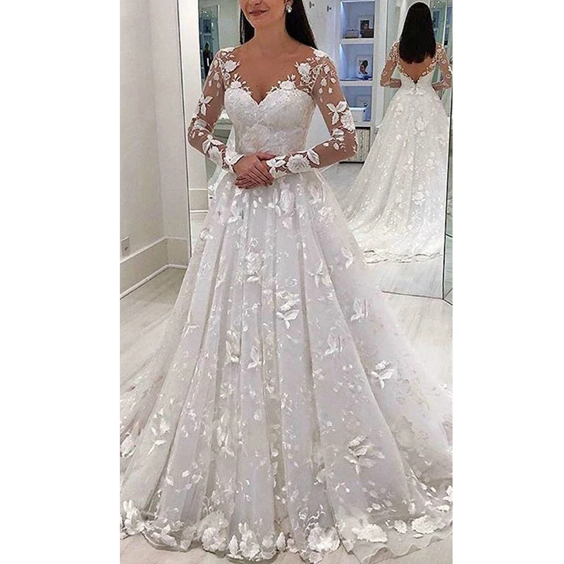 Women's Lace V-neck Open Back Dress Long Sleeve Wedding Party Formal Junior Women Ladies Tulle Dress Bridesmaid
Women's Lace V-neck Open Back Dress Long Sleeve Wedding Party Formal Junior Women Ladies Tulle Dress Bridesmaid
