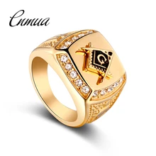 ที่มีคุณภาพสูงเหล็กไทเทเนียมฝังคริสตัลอิฐทององค์ประกอบขนาดใหญ่ขนาดแหวนสำหรับผู้ชายฟอร...(China)