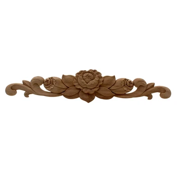 

VZLX Natural Floral Wood Carved Decal Corner Appliques Frame Wall Doors Furniture Woodcarving Decorative Wooden Figurines Craft