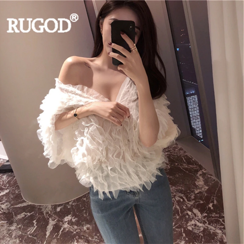 RUGOD Women T-shirt Solid V-neck Sexy girl Lace Elegant Top Fashion Female camisetas verano mujer 2019
RUGOD Women T-shirt Solid V-neck Sexy girl Lace Elegant Top Fashion Female camisetas verano mujer 2019