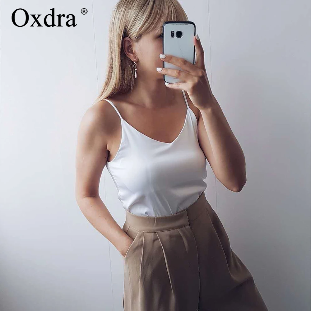 Oxdra Women 2019 Summer New Solid Casual Silk Tops Women's Loose Tops Sleeveless Spring Womens Clothing
Oxdra Women 2019 Summer New Solid Casual Silk Tops Women's Loose Tops Sleeveless Spring Womens Clothing