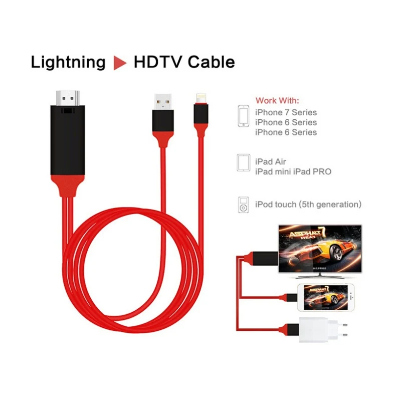 EDAL 8 Pin to HDMI Cable 1080P HDTV TV Digital AV Adapter USB HDMI Smart Converter Cable for Apple TV iPhone 7 7S For iPad Air S
EDAL 8 Pin to HDMI Cable 1080P HDTV TV Digital AV Adapter USB HDMI Smart Converter Cable for Apple TV iPhone 7 7S For iPad Air S