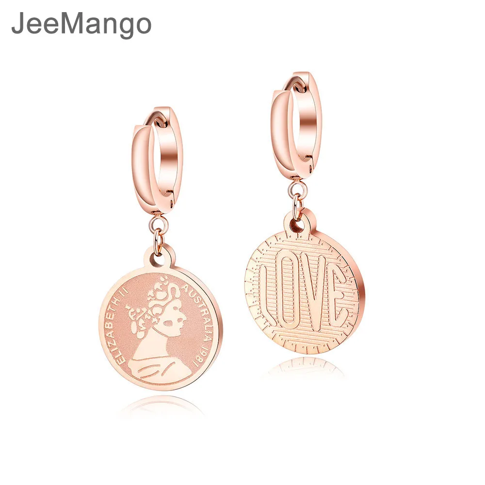 JeeMango Stainless Steel Rose Gold Earrings For Women Retro Creative Queen Elizabeth Coin Hoop Earrings For Best Gifts OGE501
JeeMango Stainless Steel Rose Gold Earrings For Women Retro Creative Queen Elizabeth Coin Hoop Earrings For Best Gifts OGE501