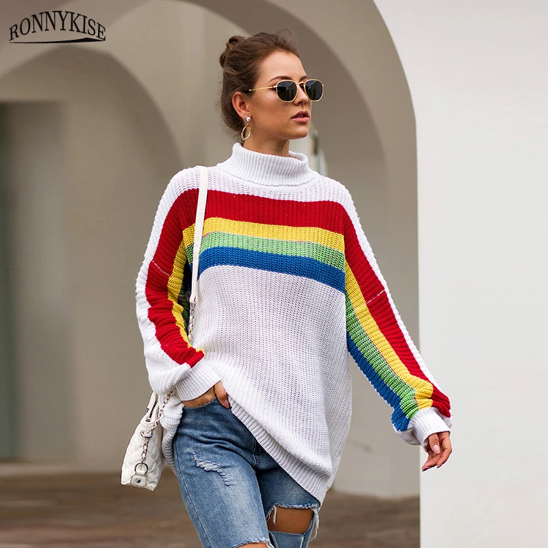 RONNYKISE Multicolor Strip Stitching Knitted Turtleneck Sweaters Women Fashion Long Sleeve Autumn Winter Warm Sweaters Pullovers 
RONNYKISE Multicolor Strip Stitching Knitted Turtleneck Sweaters Women Fashion Long Sleeve Autumn Winter Warm Sweaters Pullovers