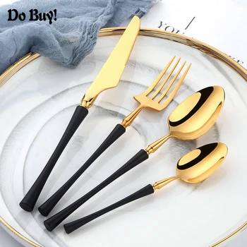 4 Pcs Western Gold Cutlery Set Stainless Steel Cutlery Kitchen Knife Spoon Fork Set Portable Tableware Set
4 Pcs Western Gold Cutlery Set Stainless Steel Cutlery Kitchen Knife Spoon Fork Set Portable Tableware Set