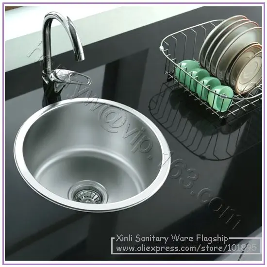 Image Retail   Luxury Stainless Steel Kitchen Sink, Round Shape Single Bowel, Free Shipping XR12429