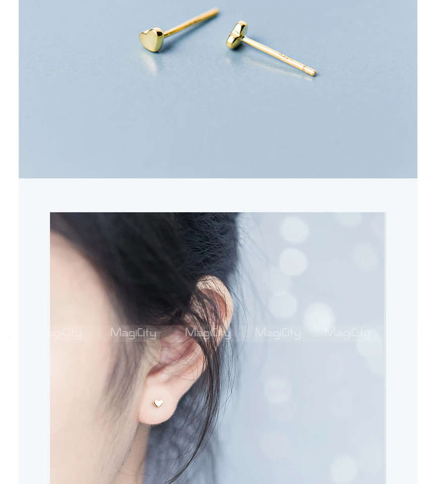 Women Korean Minimalist 925 Earrings Girls Children Gold Color Tiny Heart Sterling Silver Stud Earrings Kinderen Orecchini Cuore (5)
