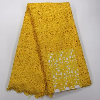 Yellow guipure cord lace fabric high quality 2018 African blue white cord lace water soluble lace fabric for women dress
Yellow guipure cord lace fabric high quality 2018 African blue white cord lace water soluble lace fabric for women dress