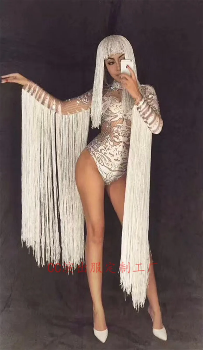 2018 Women New Nightclub Modern Girls Car Model DjDS White Fringed Sleeve Onesies Dance Costume Costume Party Celebration
2018 Women New Nightclub Modern Girls Car Model DjDS White Fringed Sleeve Onesies Dance Costume Costume Party Celebration