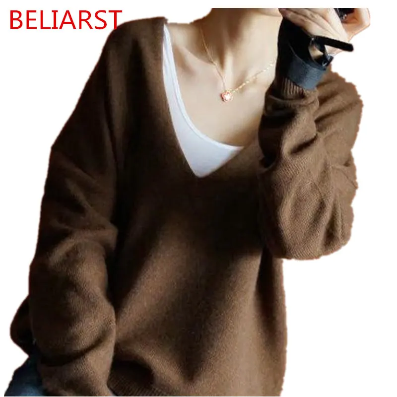 BELIARST 2017 Autumn and Winter New Cashmere Large V Neck Woman Cashmere Sweater Lazy Loose Pullover Solid Color Large Size
BELIARST 2017 Autumn and Winter New Cashmere Large V Neck Woman Cashmere Sweater Lazy Loose Pullover Solid Color Large Size