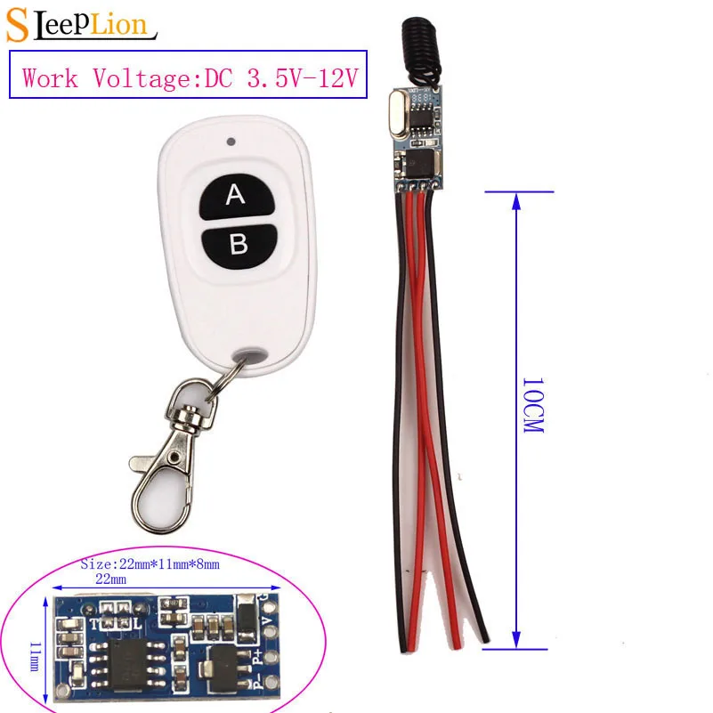 Sleeplion Mini Size 3.3V 4.2V 5V 6V 7.4V 9V 12V Relay Switch No Sound Remote Control Switch Adjustable Micro Receiver 3.3V-12V
Sleeplion Mini Size 3.3V 4.2V 5V 6V 7.4V 9V 12V Relay Switch No Sound Remote Control Switch Adjustable Micro Receiver 3.3V-12V