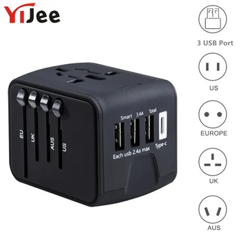 YiJee Electric Plugs Travel Sockets Adapter International Travel Charger Universal Adapter for UK/US/AUS/EU with 3USB 1 Type-C
YiJee Electric Plugs Travel Sockets Adapter International Travel Charger Universal Adapter for UK/US/AUS/EU with 3USB 1 Type-C